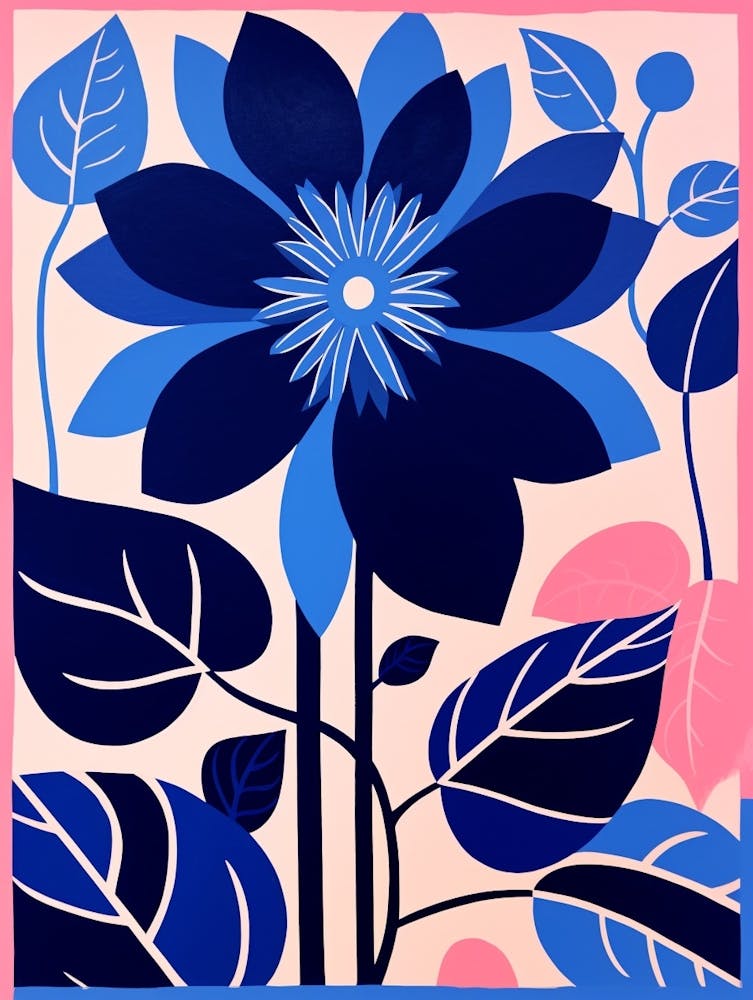 Blue Flower Illustration Poinsettia