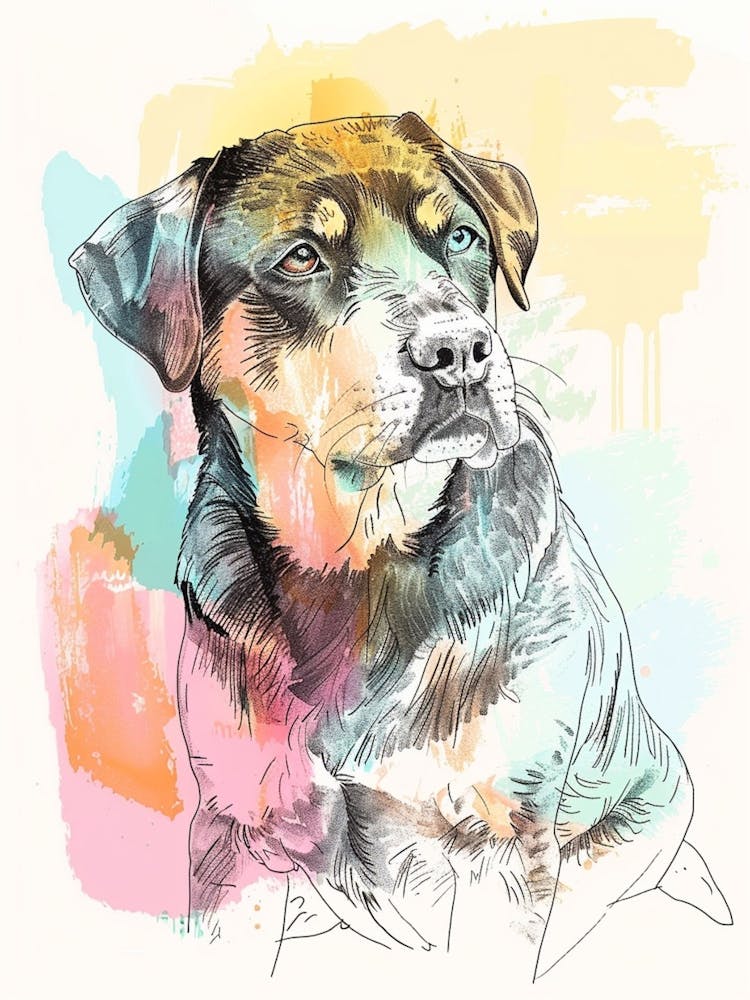 Pastel Entlebucher Mountain Dog Line Illustration 2
