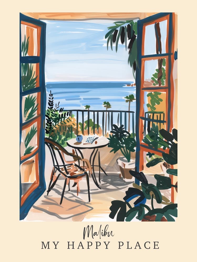 My Happy Place Malibu 3 Travel Poster