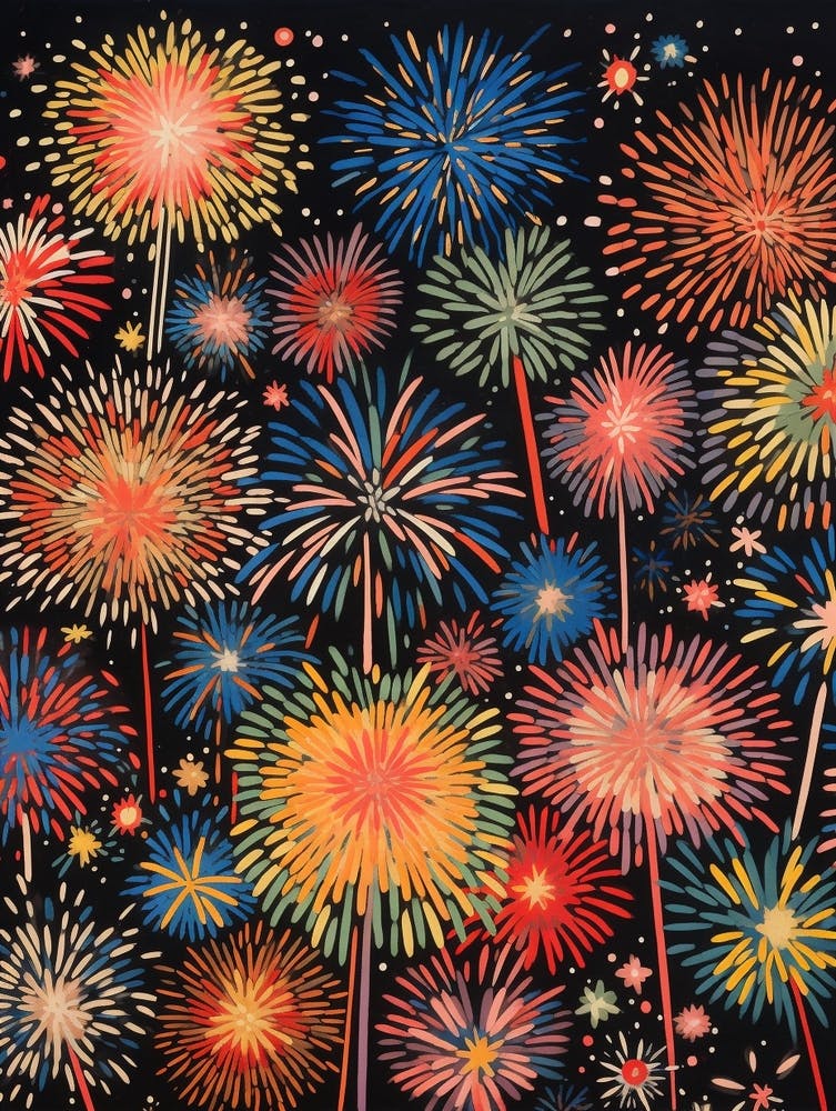 Fireworks Gouache Painting 2