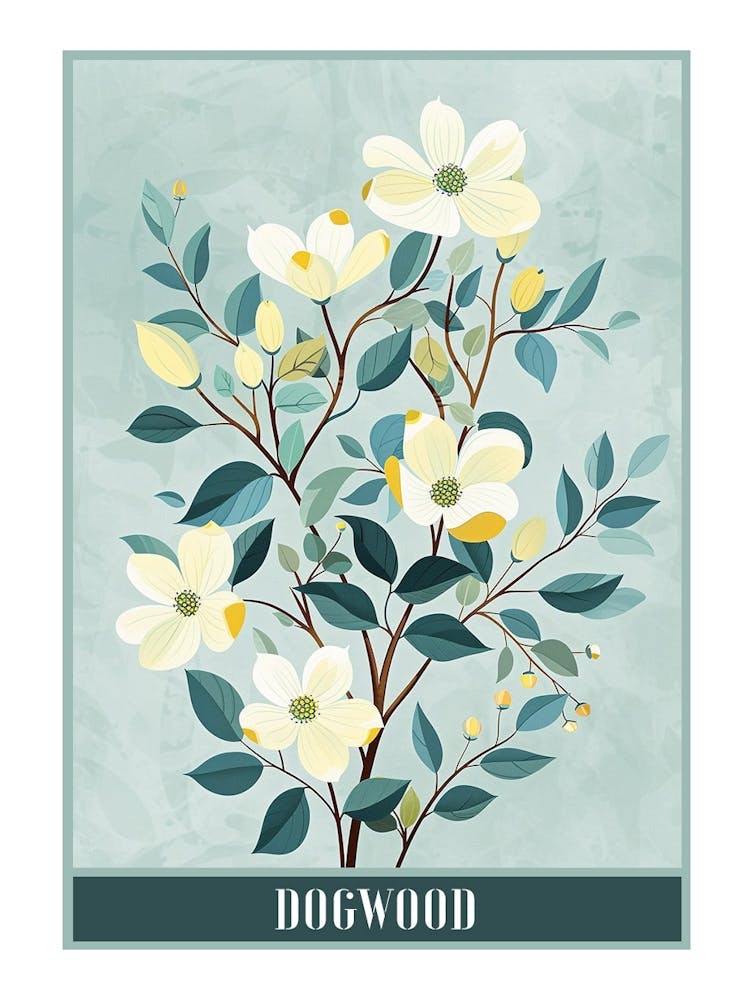 Dogwood Tree Flat Illustration 5 Poster