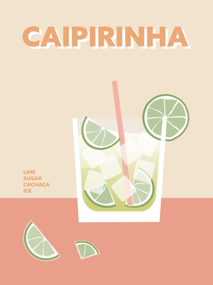 Caipirinha Cocktail Pink Yellow Colourful Kitchen Bar Wall