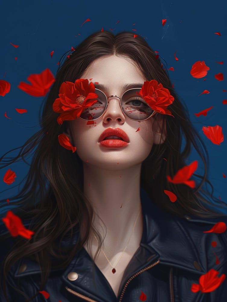 Girl With Red Flowers