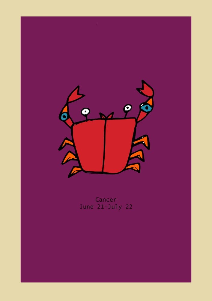 Retro Zodiac Cancer Rectangular