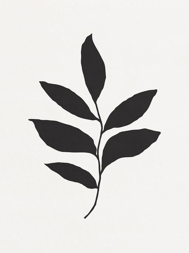 Minimalist Black Leaf 04