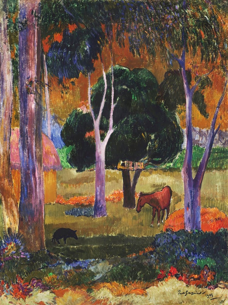 Landscape With A Pig And A Horse (1903), Paul Gauguin