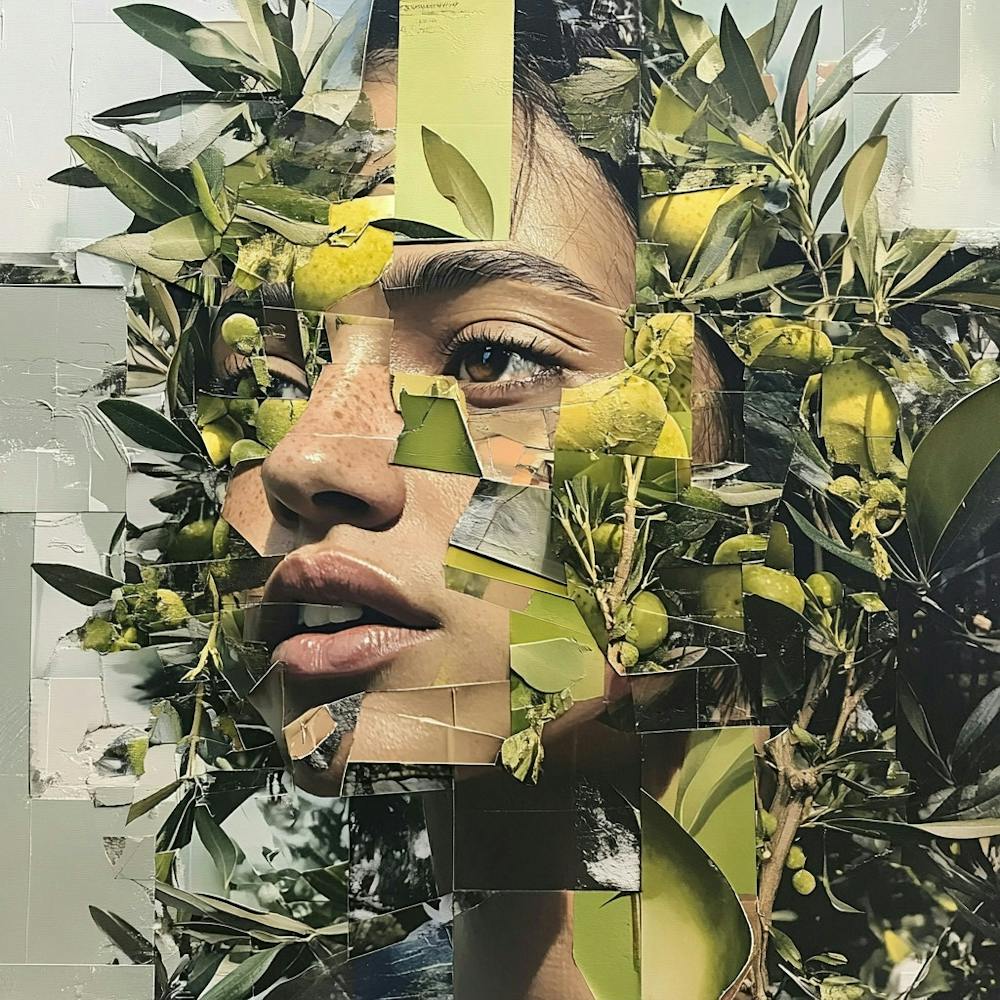 Collaged Portrait Of A Woman