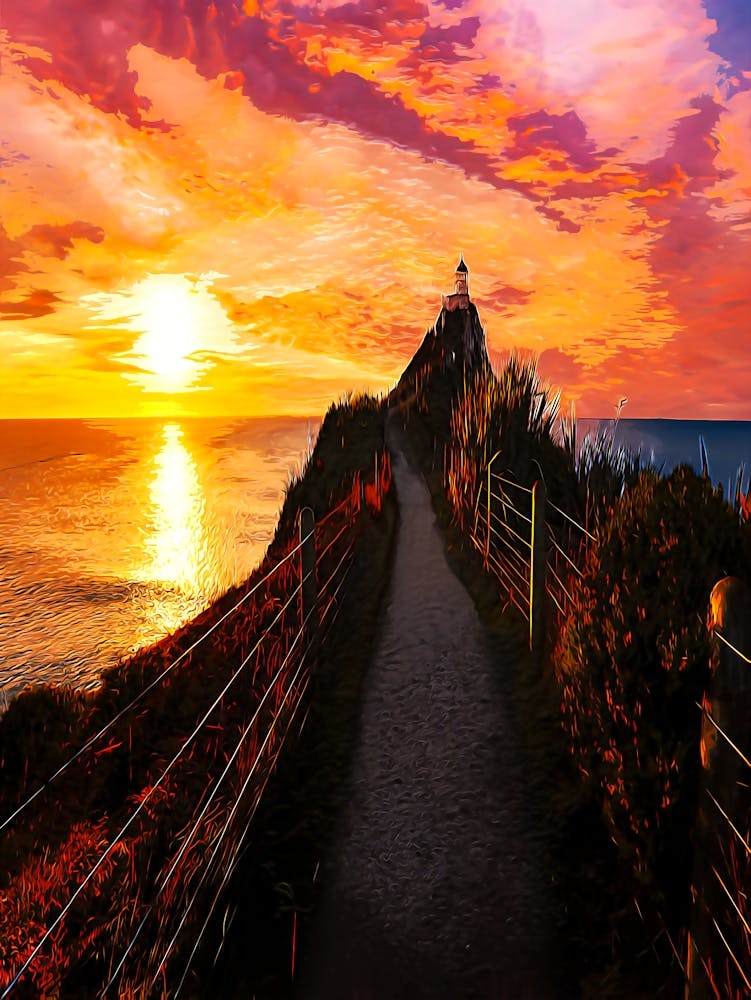 Nugget Point Lighthouse In The Morning, South Island, New Zealand