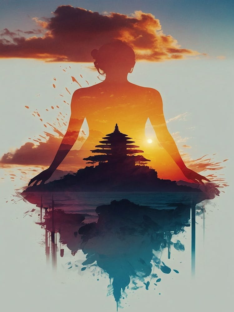 Meditation bei Sonnenuntergang