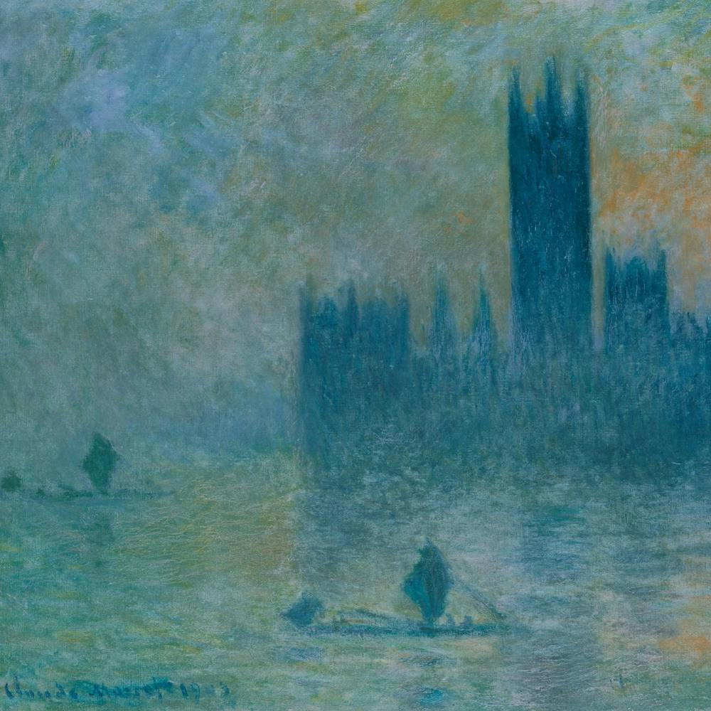 The Houses of Parliament (Effect of Fog) 1903 by Claude Monet in HD ~ Oil Painting can be found at The Museum of Fine Arts, Boston The Houses of Parliament (Effect of Fog) 1903 by Claude Monet (1840–1926)