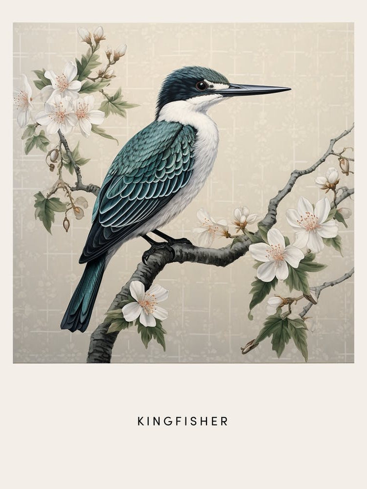 Ohara Koson Inspired Bird Painting Kingfisher 3 Poster