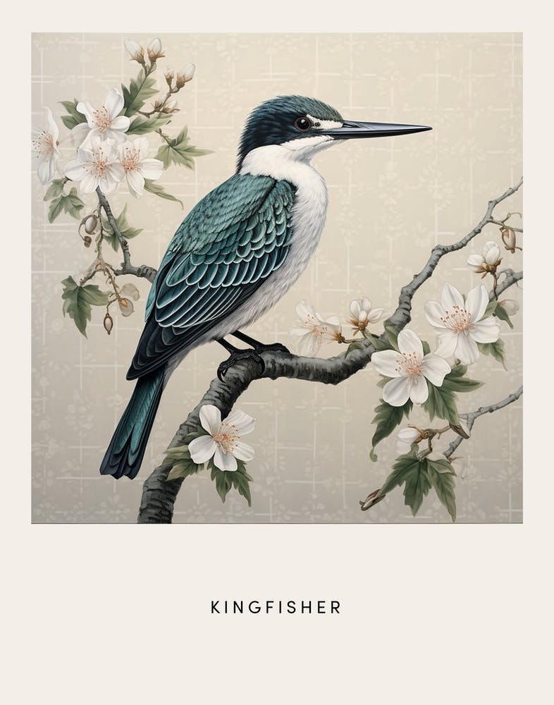 Ohara Koson Inspired Bird Painting Kingfisher 3 Poster