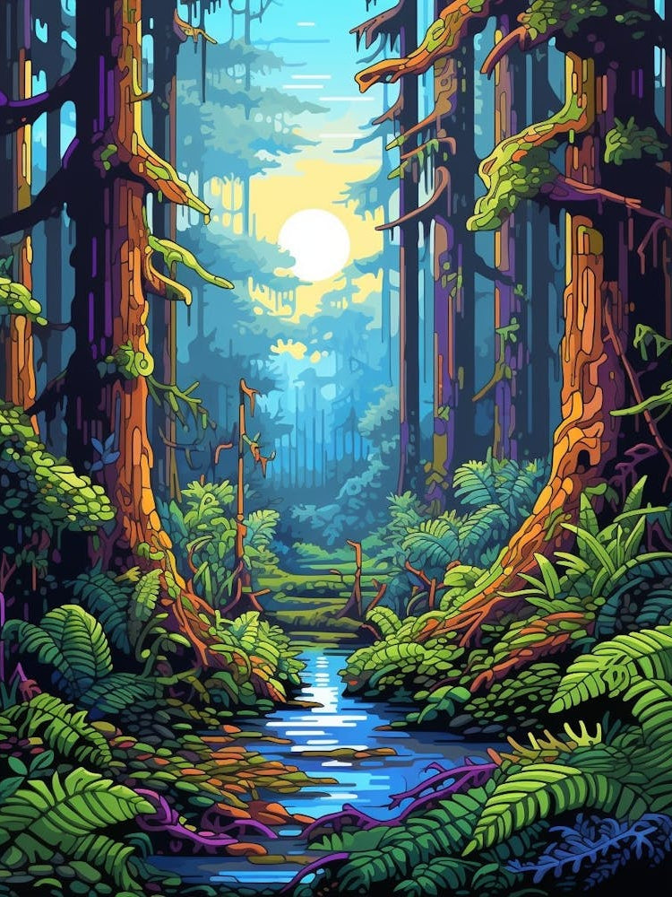 Hoh Rainforest Pixel Art 1
