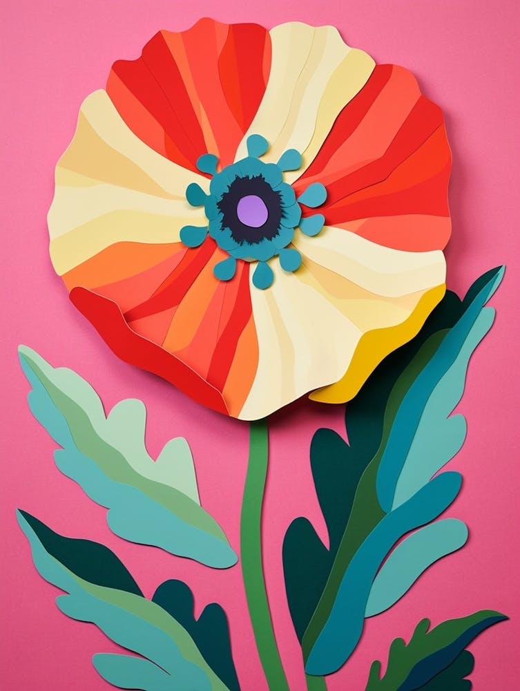 Cut Out Style Flower Art Poppy 1