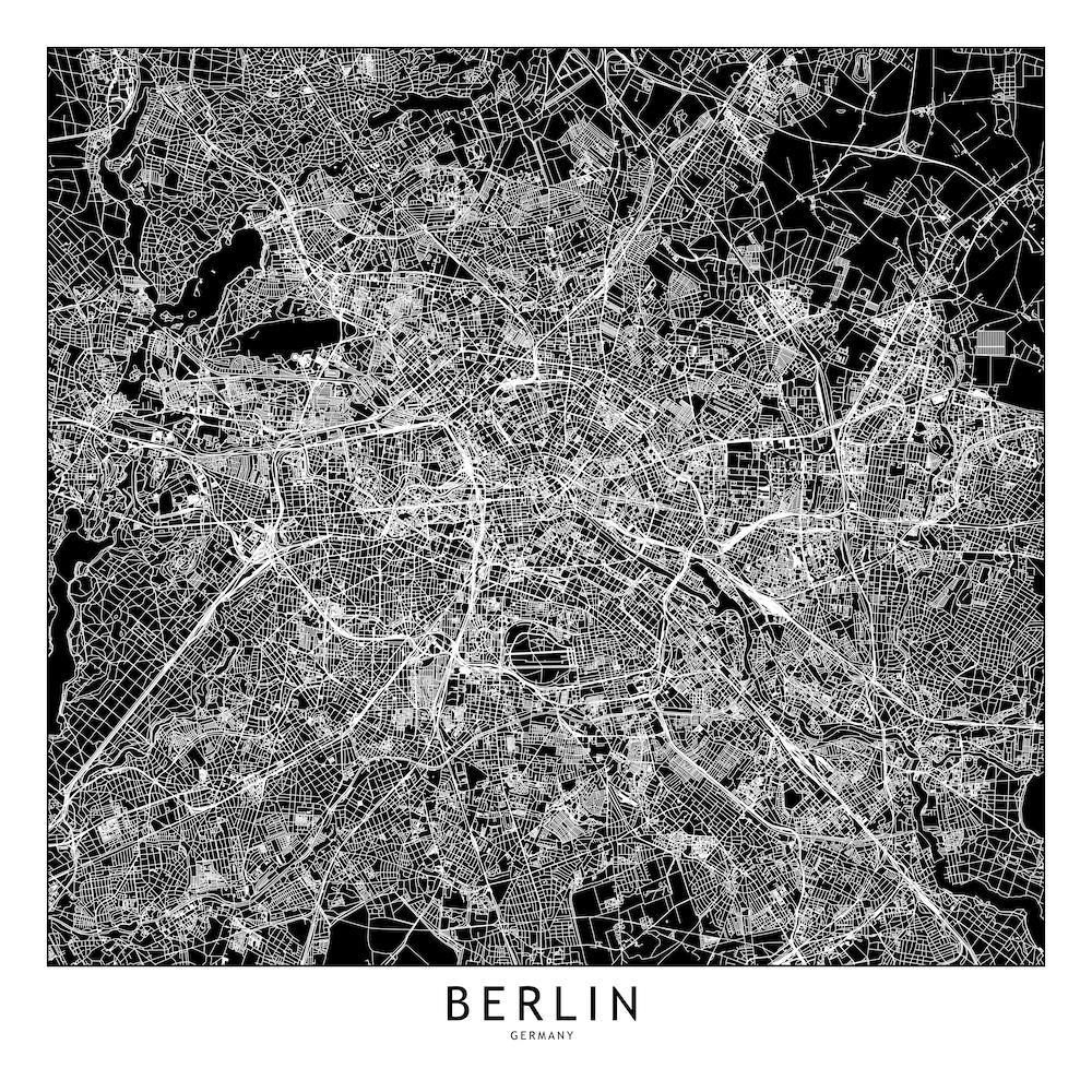 Berlin Black And White Map Square