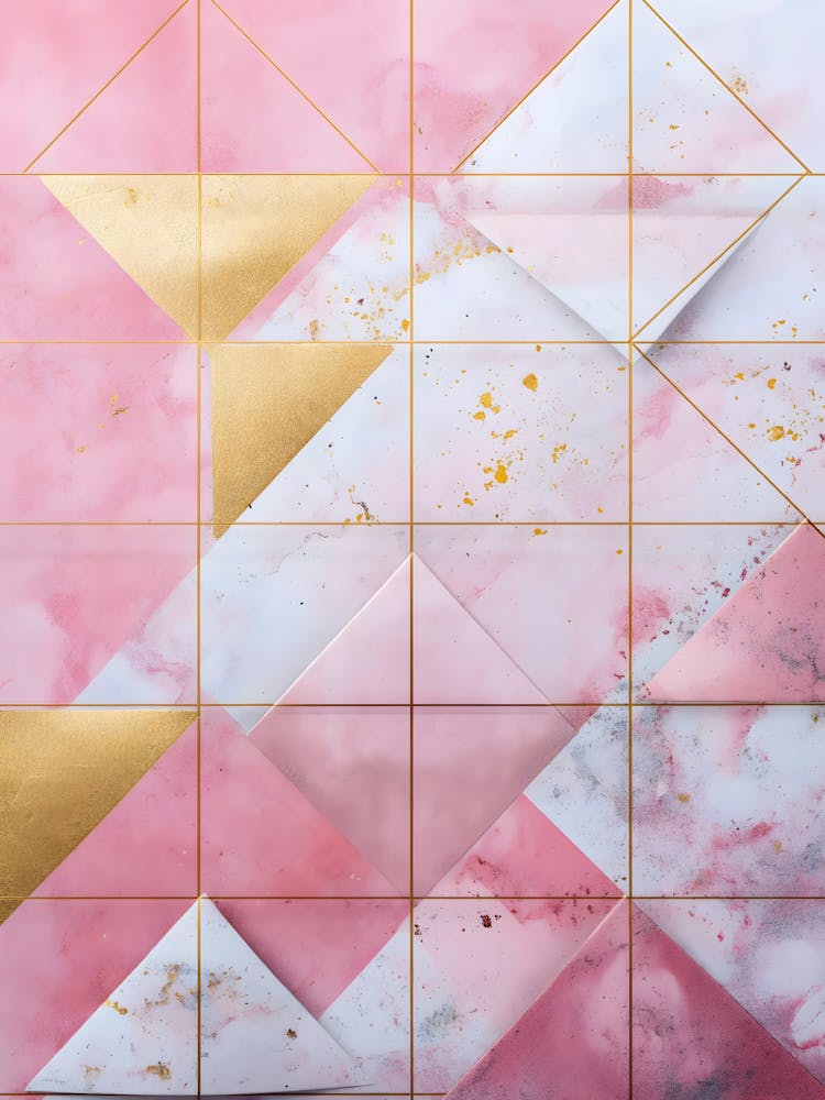 Pink Gold Marble Wall Art