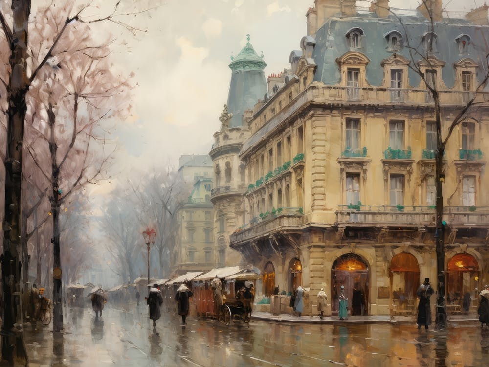 Vintage Cityscape Painting