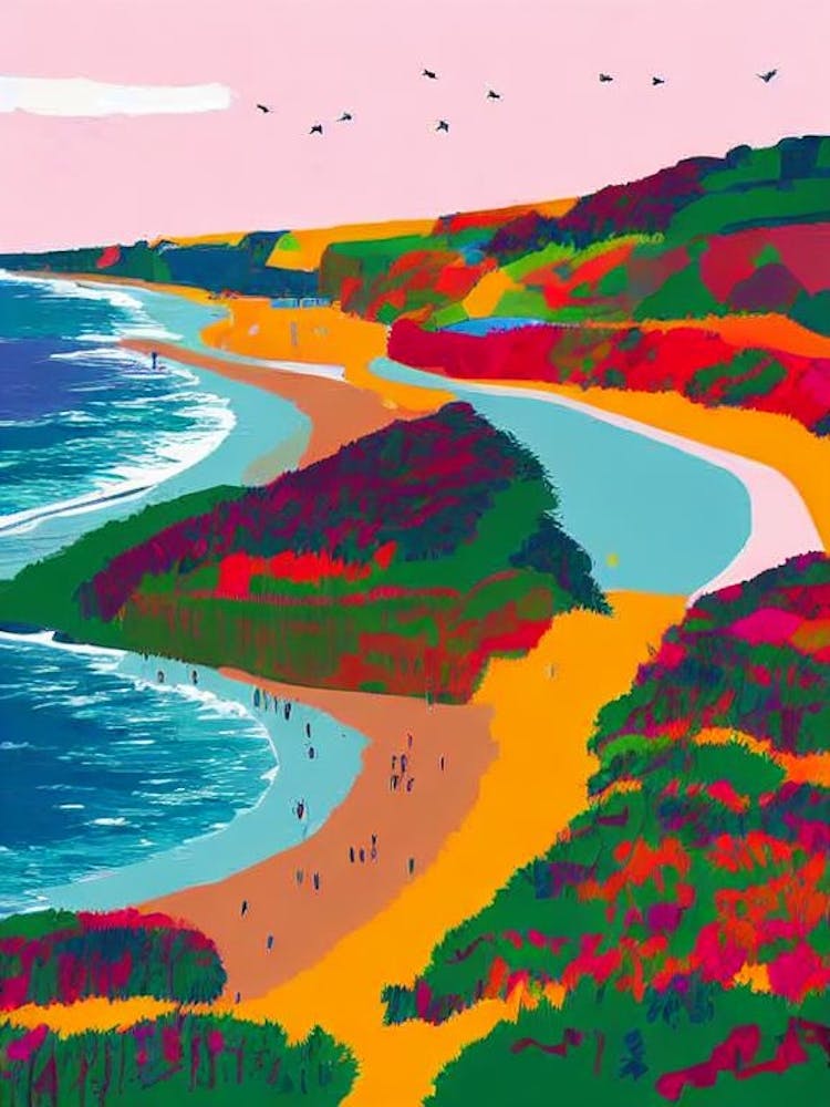 Cromer Beach, Norfolk Hockney Style