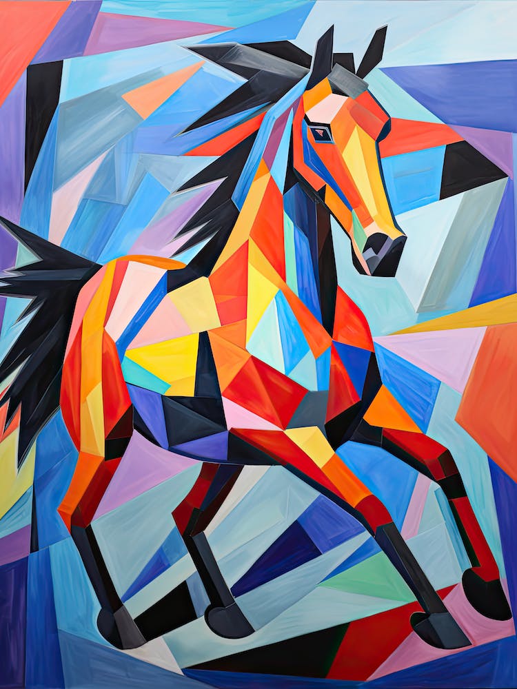 Horse Painting In The Style Of Cubism 1