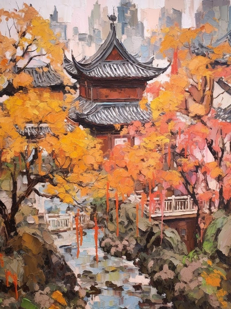Autumn Gardens Painting Yuyuan Garden China