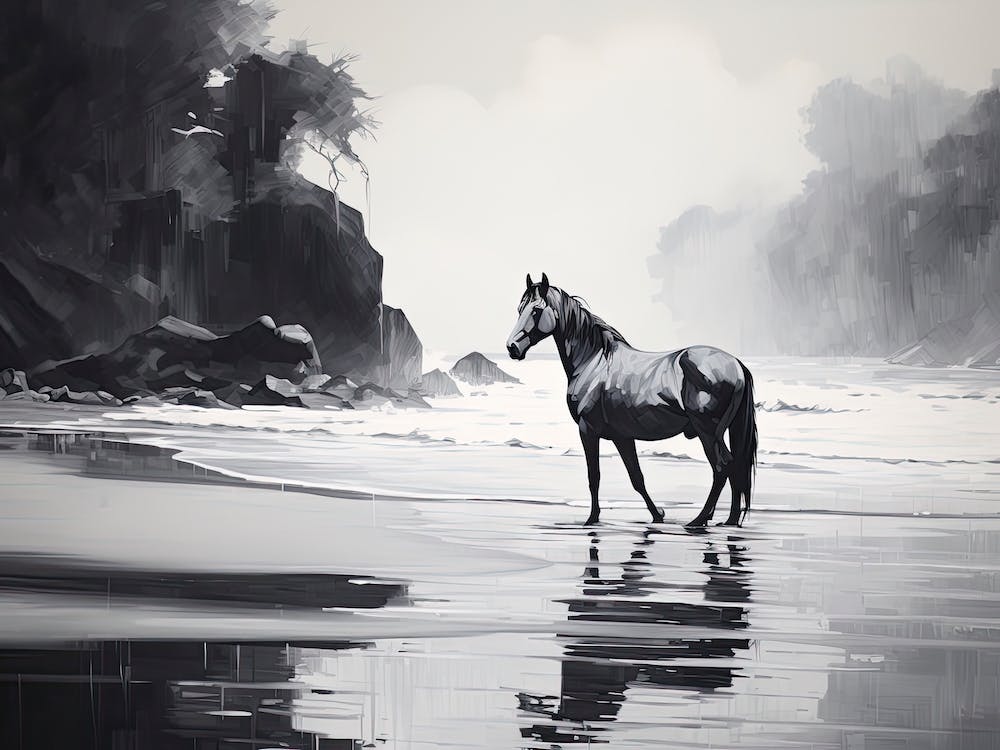 A Horse Oil Painting In Manuel Antonio Beach, Costa Rica, Landscape 4