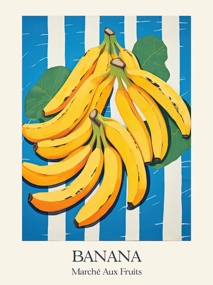 Marche Aux Fruits Bananas Fruit Summer Illustration 4