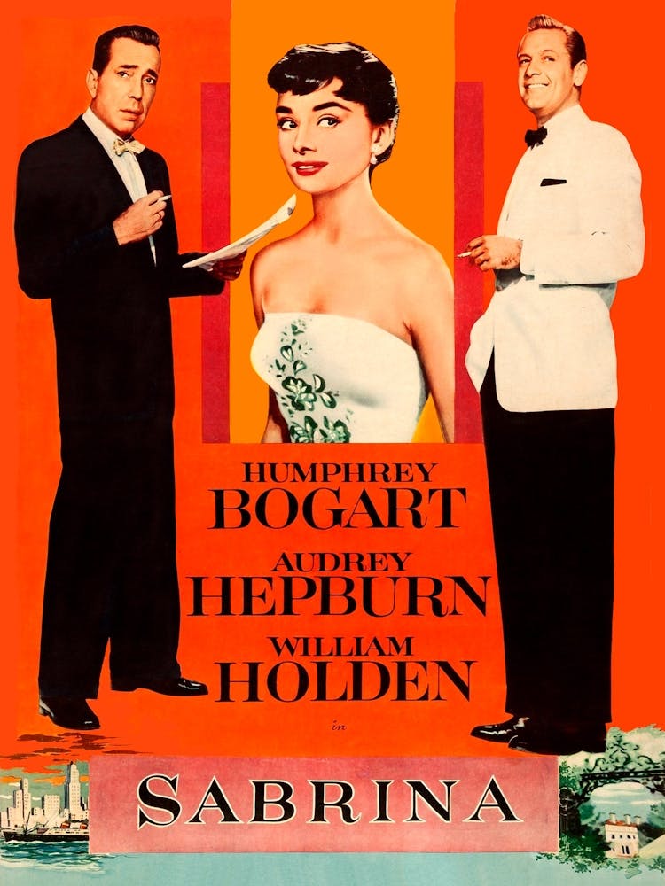 Humphrey Bogart, Audrey Hepburn, Sabrina, Vintage Movie Poster, 1954