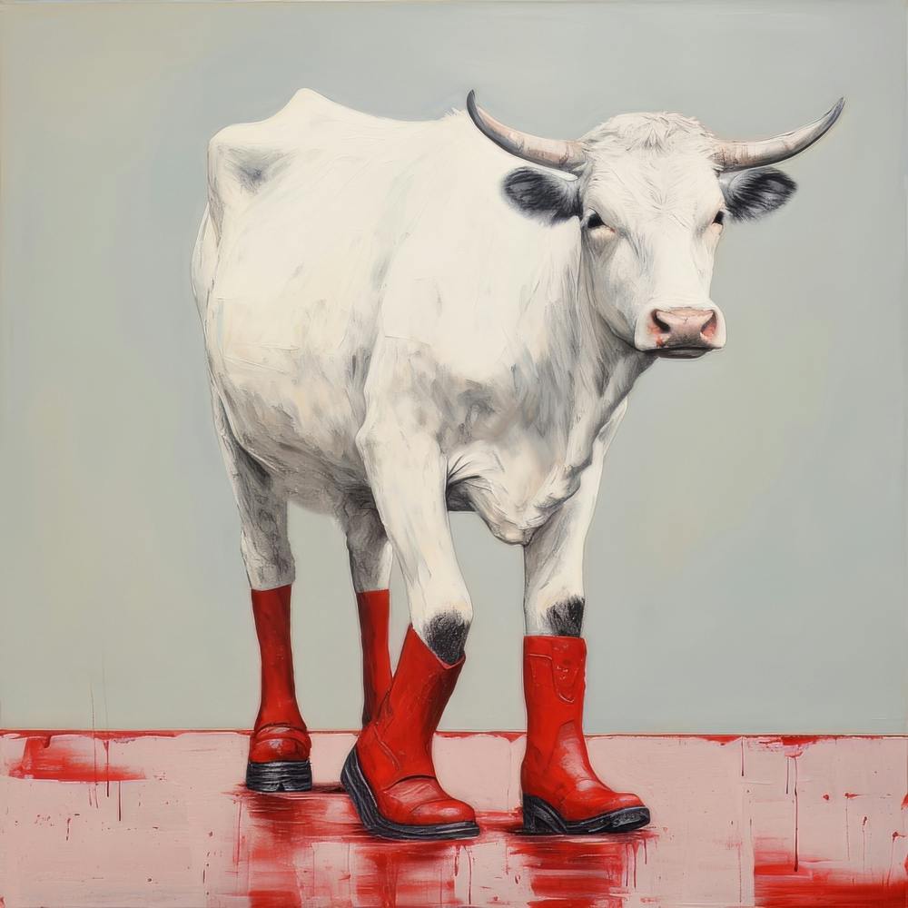Cow In Red Boots