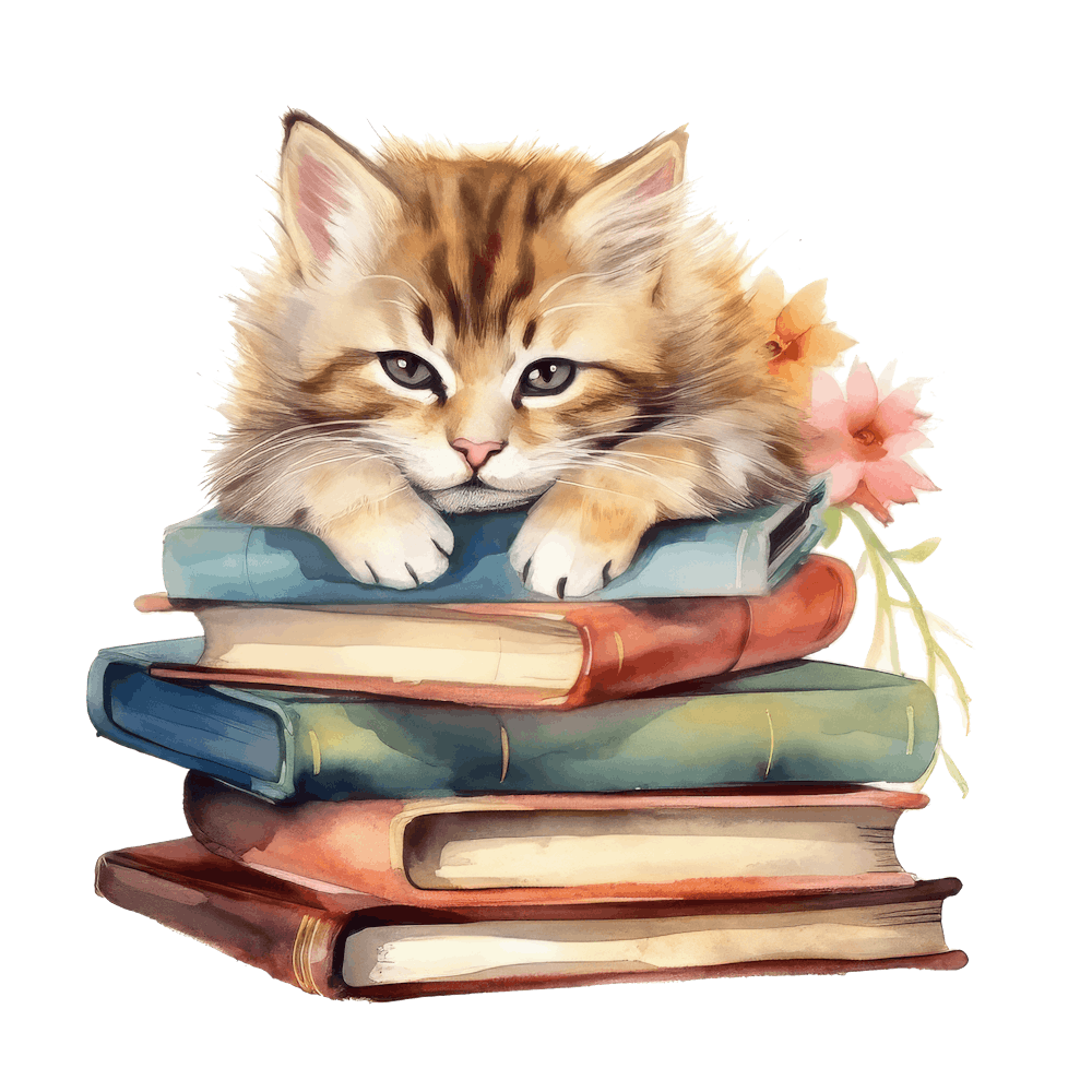 Cat Sleeping On Books 15