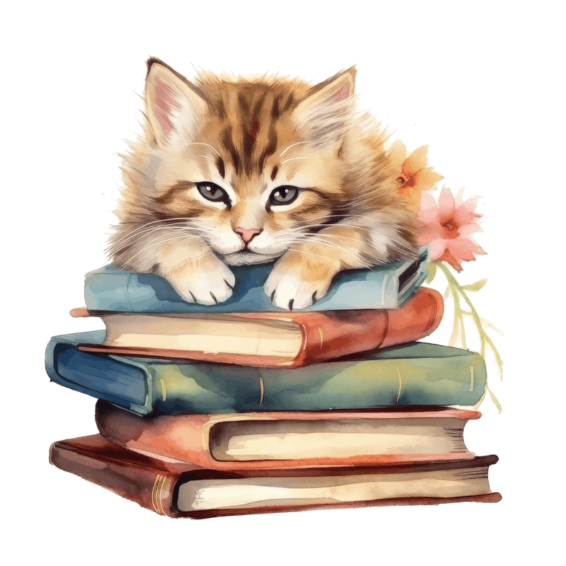 Cat Sleeping On Books 15