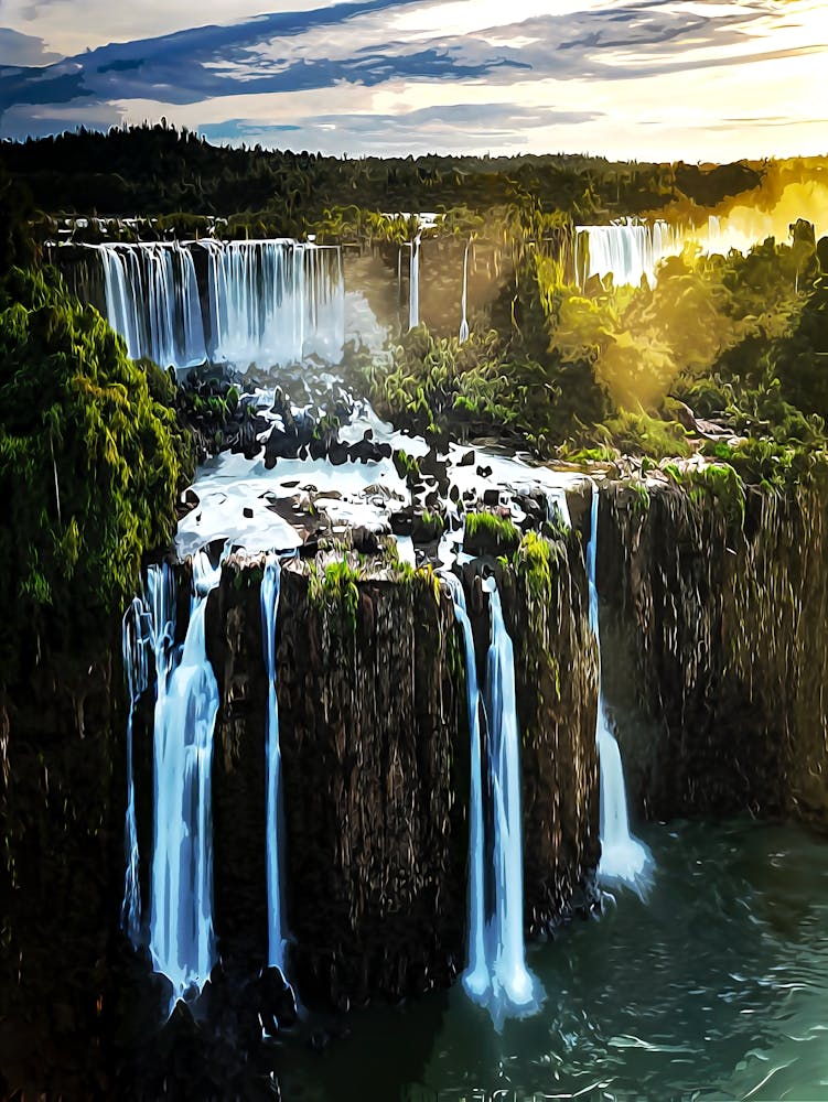 Three Musketeers Falls At Iguazu Falls, And The Rivadavia Falls On The Argentine