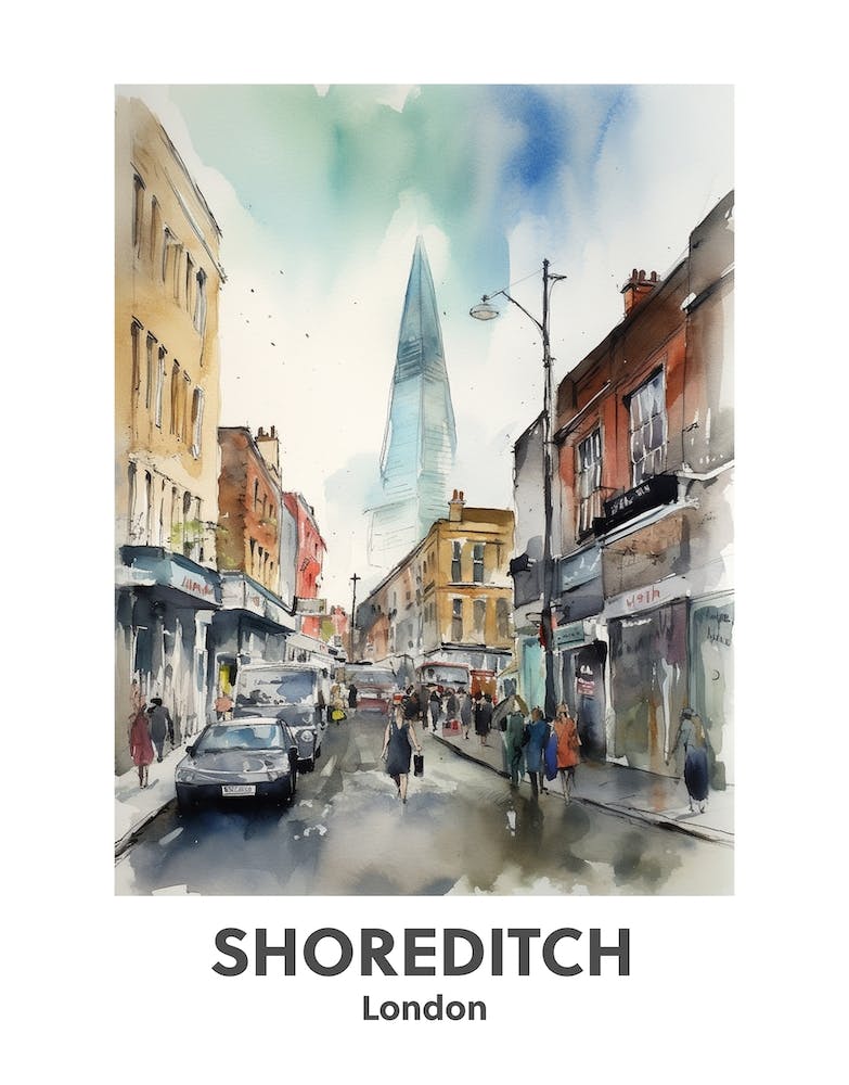 Shoreditch, London 1 Aquarell-Reiseposter