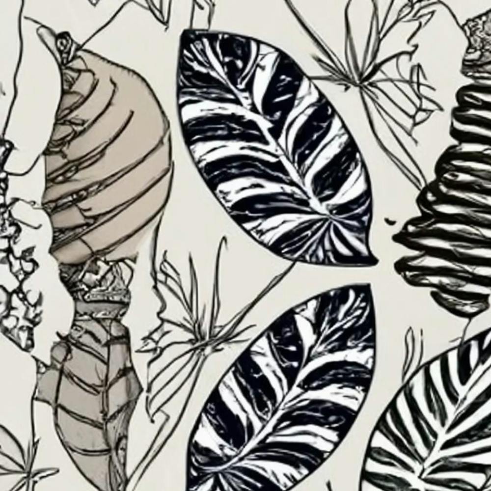 Black And White Drawing Of Leaves