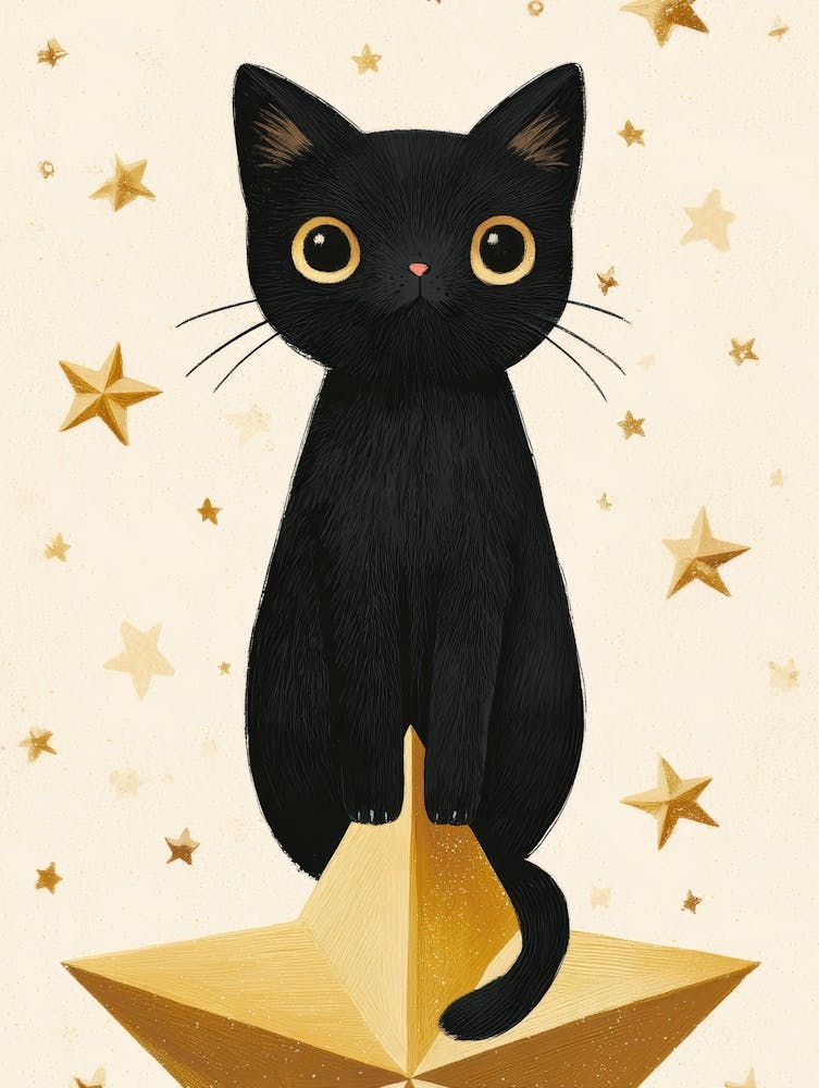 Black Cat On Star 2