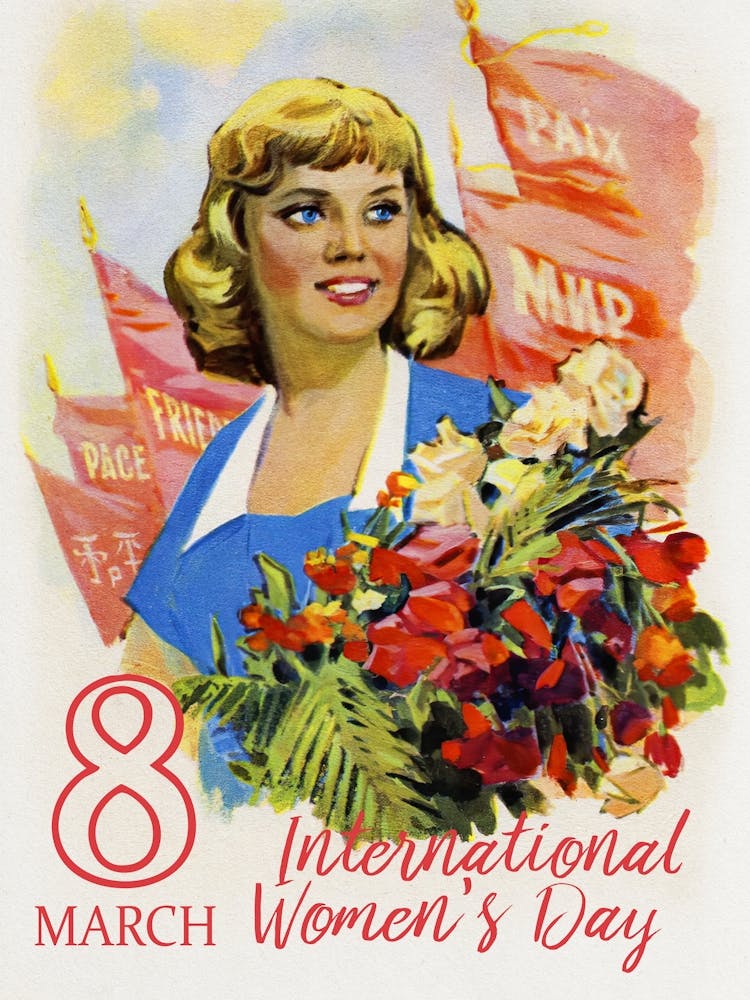 March 8, International Women's Day!, USSR, 1960s — Soviet retro poster, Feminist Poster, soviet vintage art, soviet propaganda