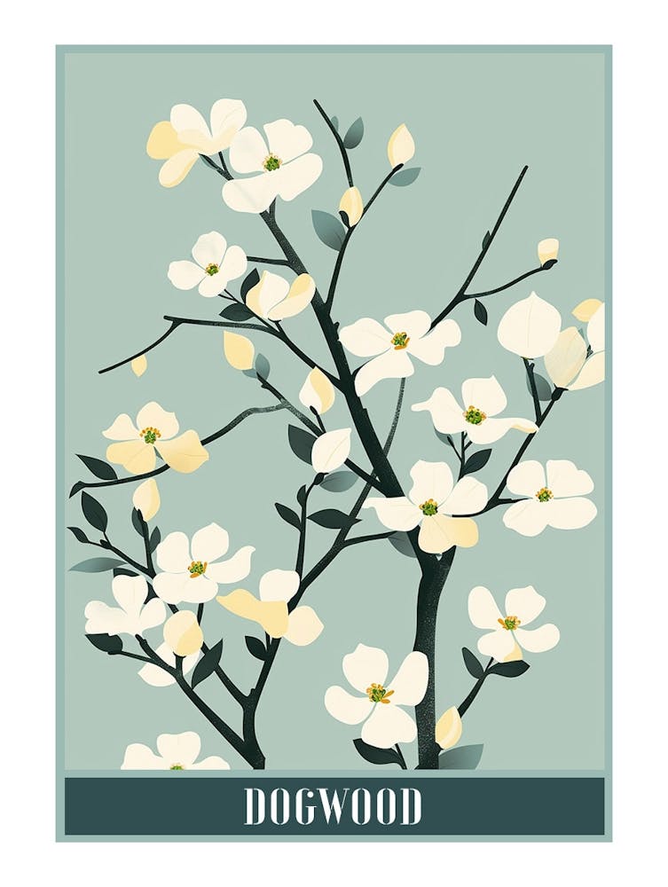 Dogwood Tree Flat Illustration 3 Poster