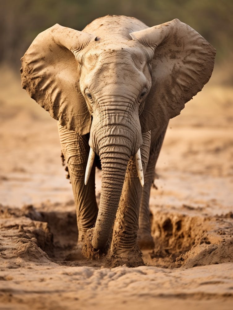 African Elephant Muddy Foot Prints Realism 1