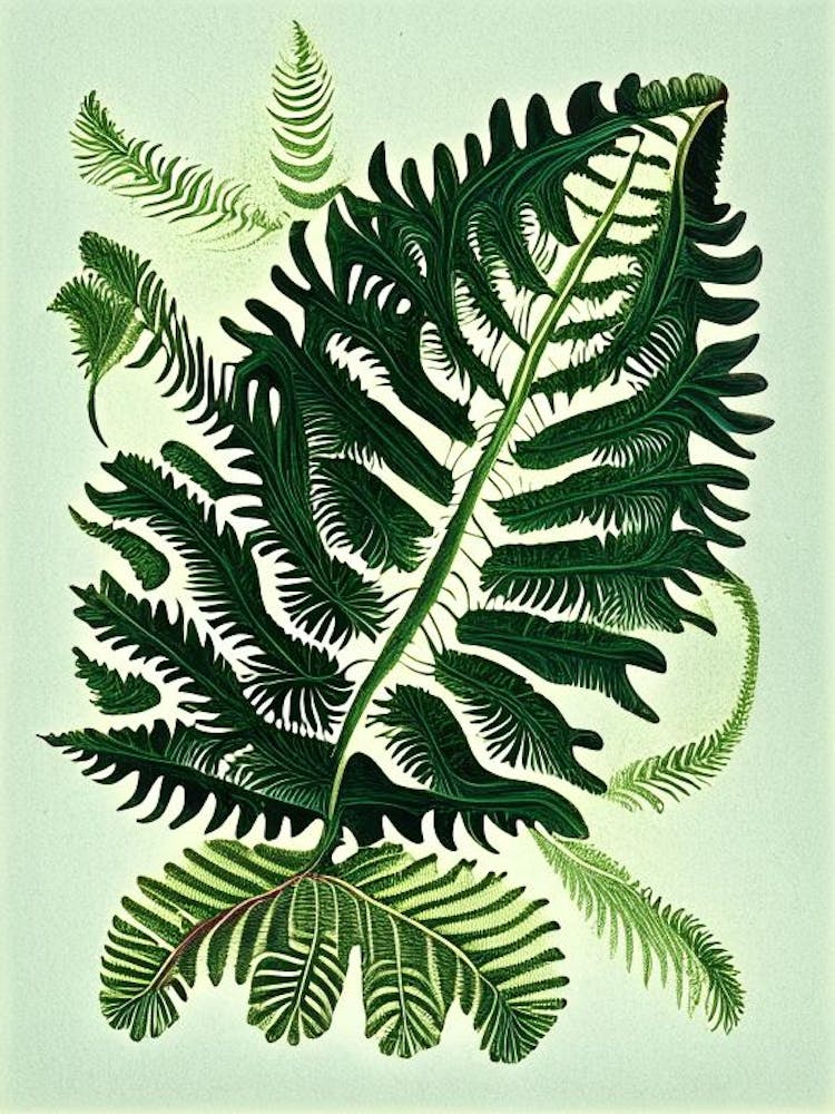 Upside Down Fern Vintage Botanical Poster