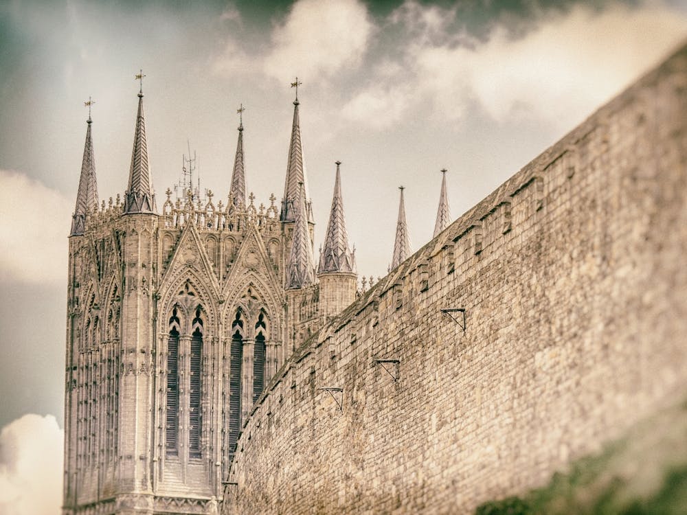 Lincoln Castle Wall And Cathedral
