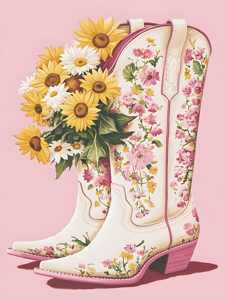 Cowboy Boots With Sunflowers