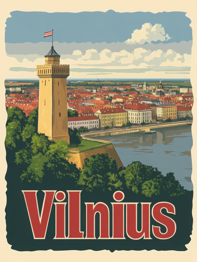 Aihrgdesign A Vintage Travel Poster Of Vilnius