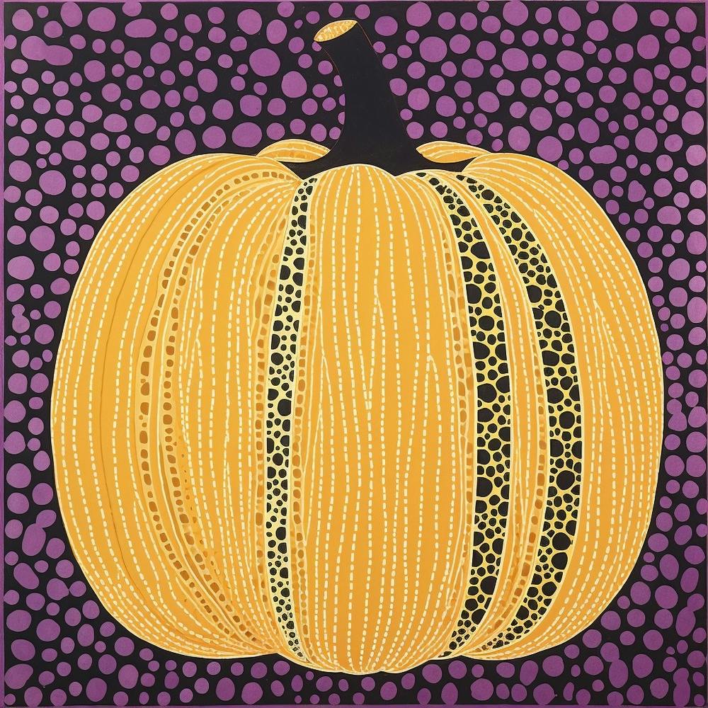 Citrouille Violette Et Jaune 1 Inspirée de Yayoi Kusama