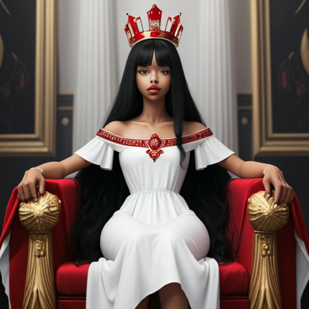 Queen Girl Black Long Hair
