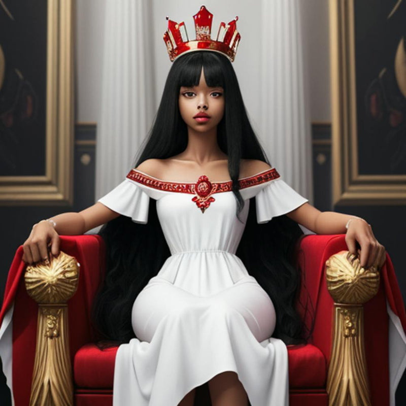 Queen Girl Black Long Hair