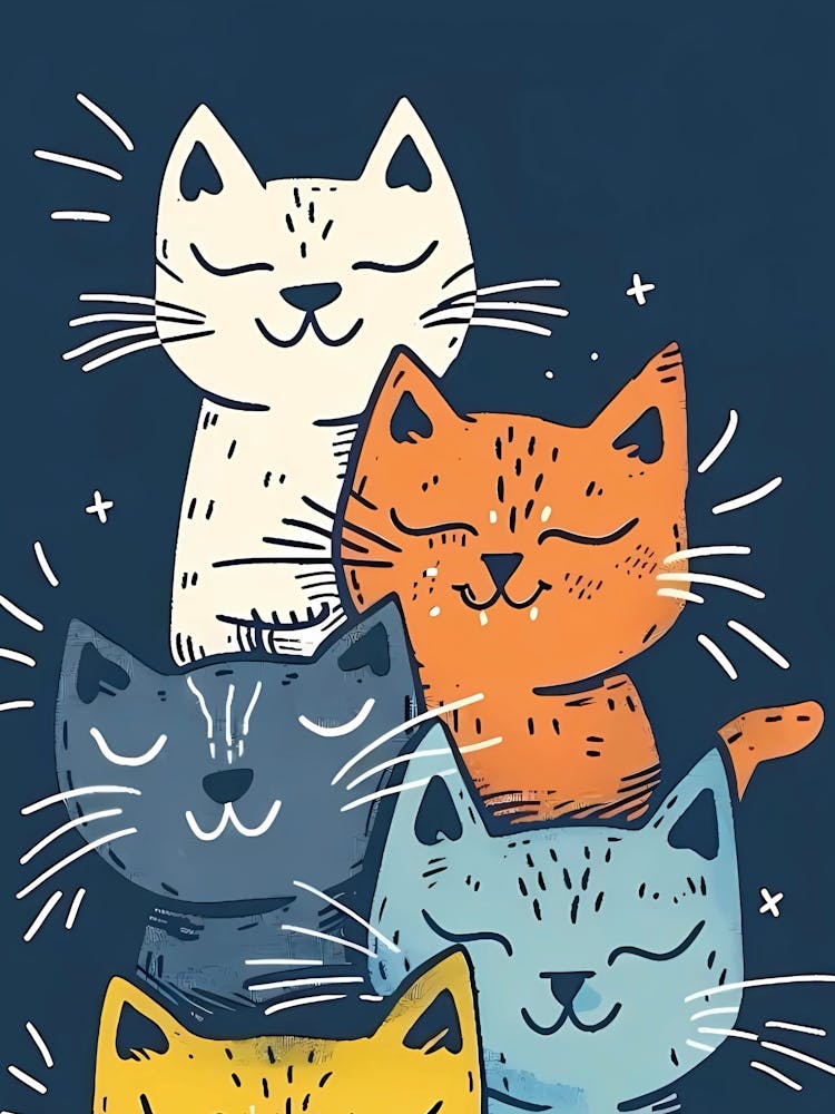 Group of cute cats