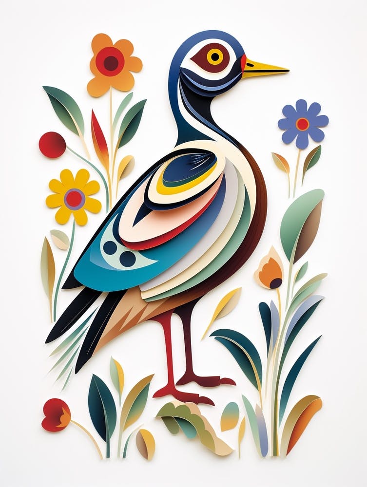 Scandinavian Bird Illustration Wood Duck 3