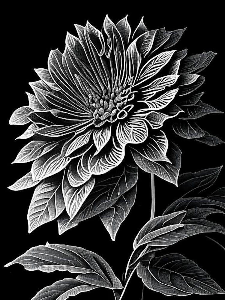 Zinnienblatt-Linolschnitt 1