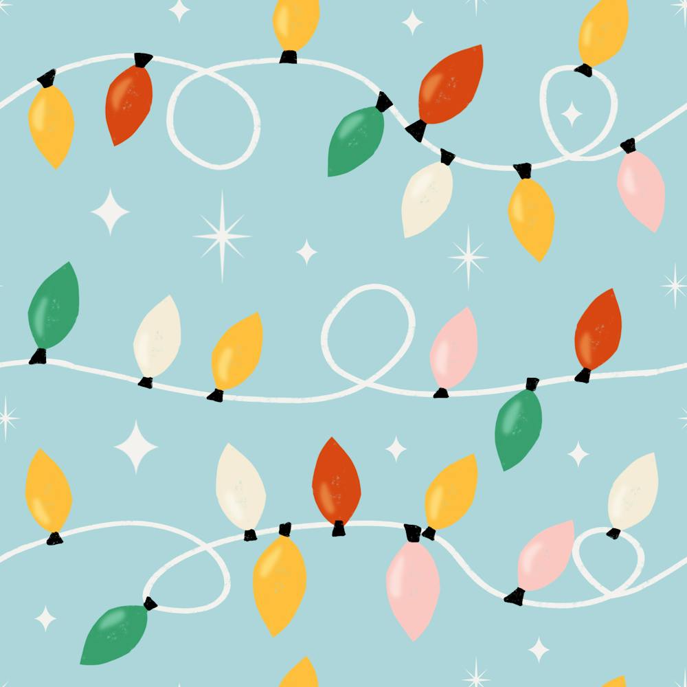 Holiday Christmas Lights Minimal Retro Bold Baby Blue