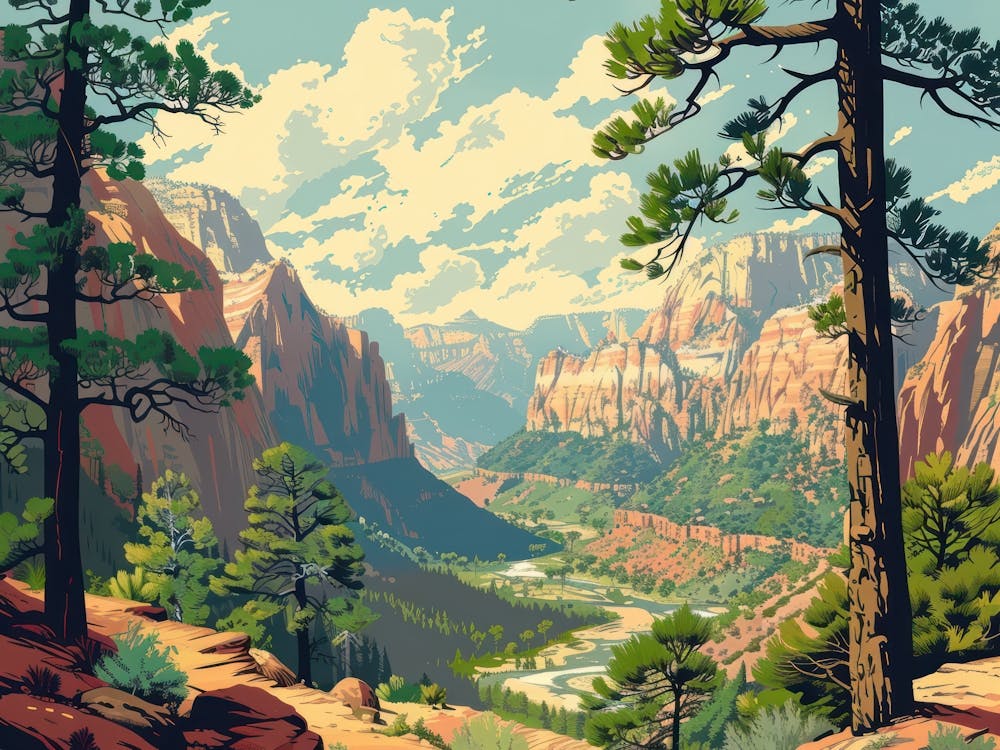 Vintage Wooded Pines 7
