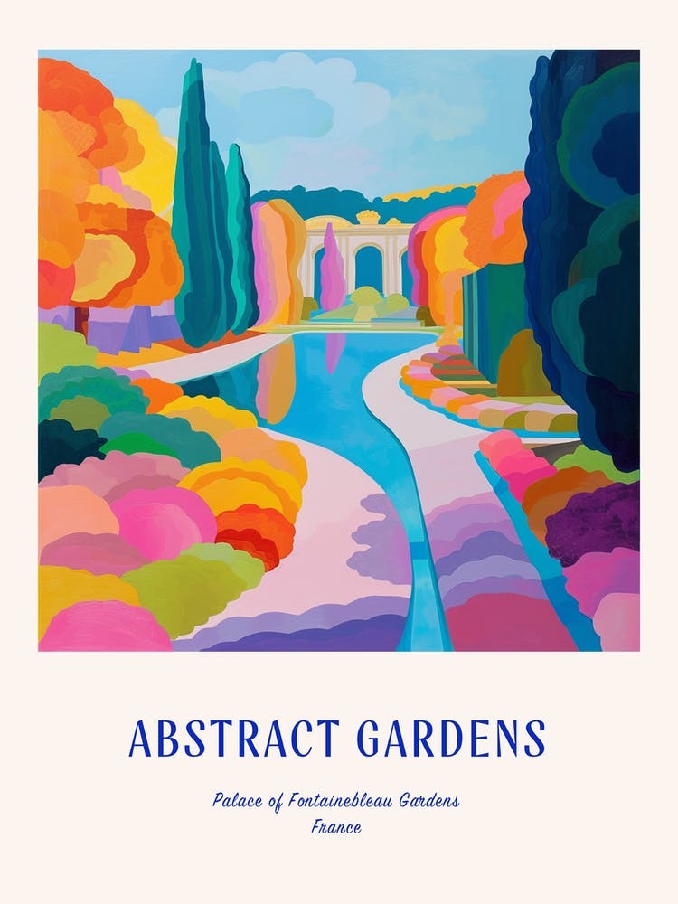 Colourful Gardens Palace Of Fontainebleau Gardens France 1 Blue Poster